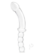 Glas Girthy Double Sided Glass Dong with Anal Bead Grip Handle 12.5in - Clear