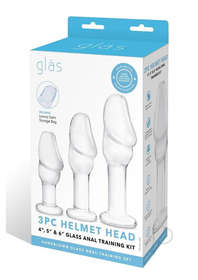 Glas Helmet Head Glass Anal Training Kit 4in, 5in, 6in (3 Piece) - Clear