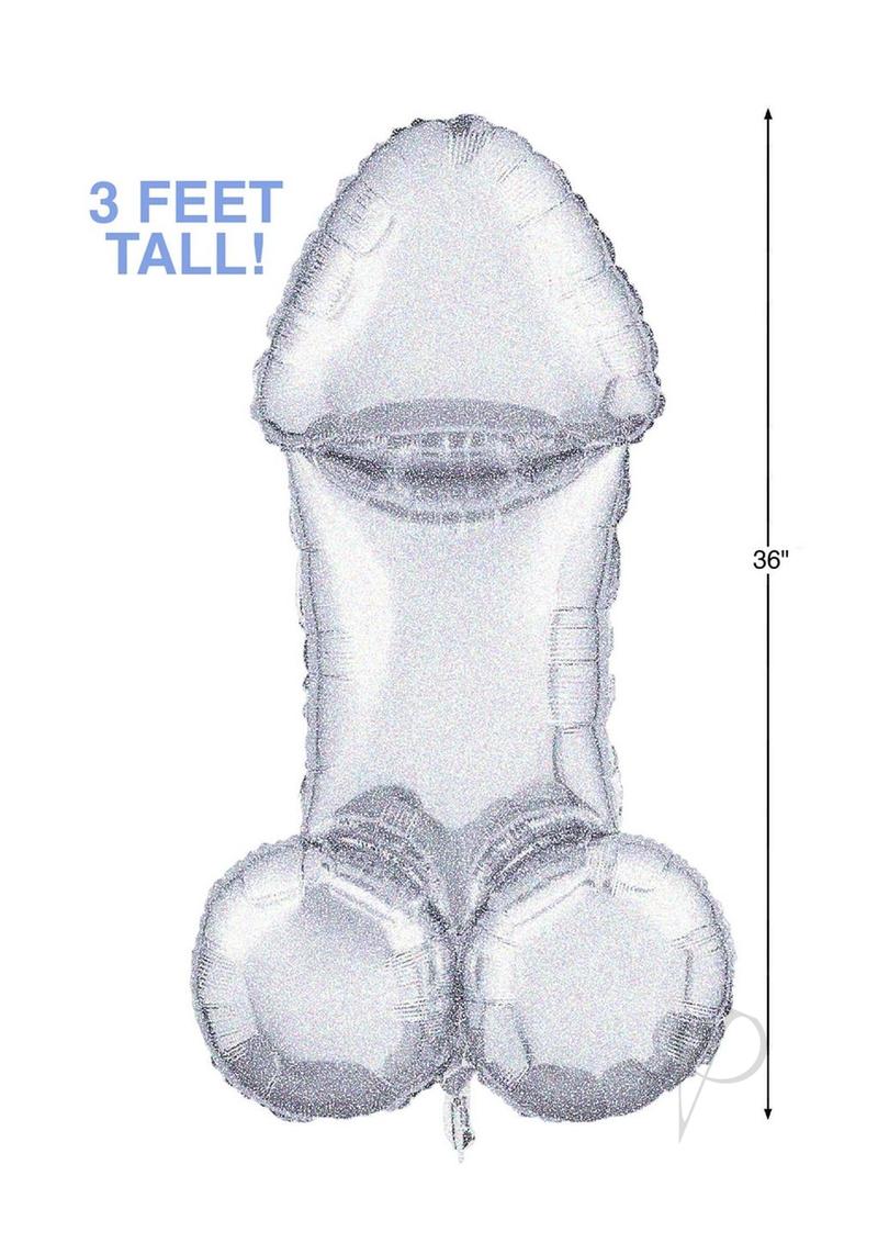 Glitterati Disco Penis 3Ft. Mylar Balloon - Silver/Black