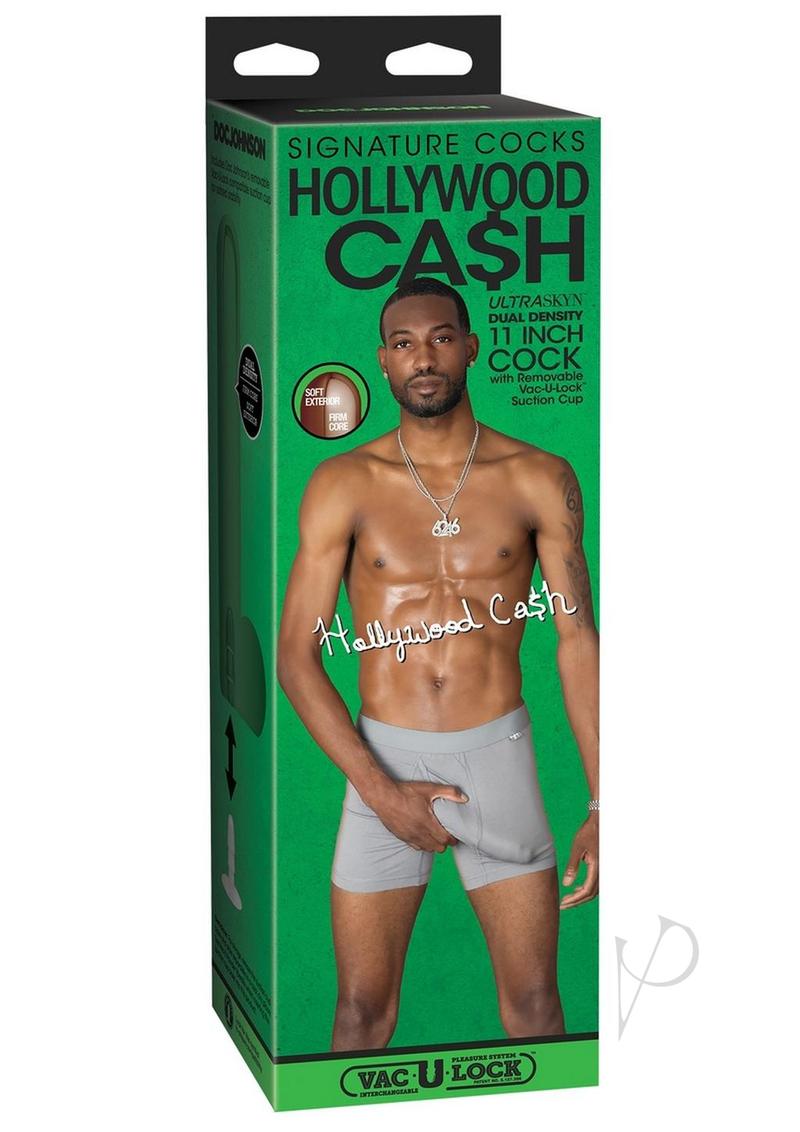 Signature Cocks Ultraskyn Hollywood Cash Dildo with Removable Suction Cup 11in - Chocolate