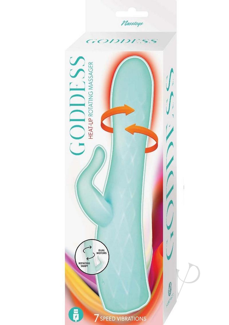 Goddess Heat Up Rotating Rechargeable Silicone Massager - Aqua