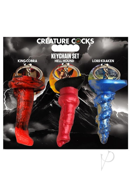 Creature Cocks King Cobra, Hell-Hound and Lord Kraken Keychain Set (3 Piece) - Multicolor