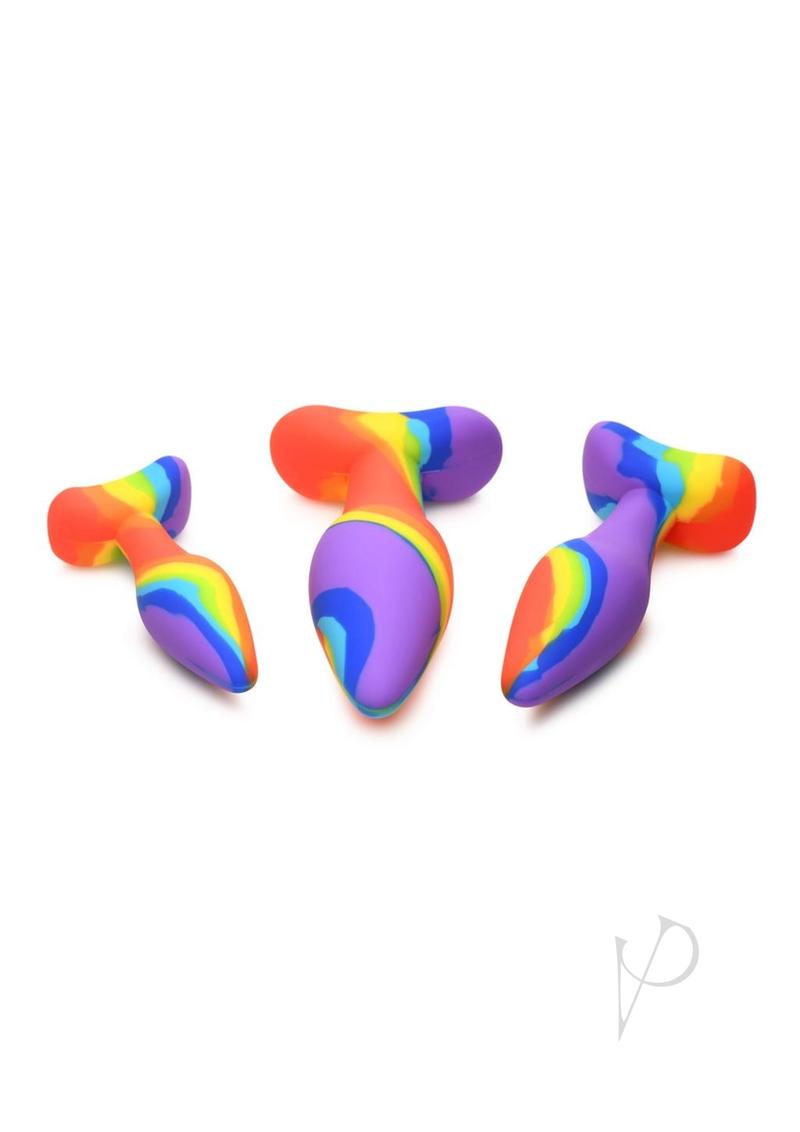 Simply Sweet Rainbow Silicone Butt Plug Set (3 Piece) - Multicolor