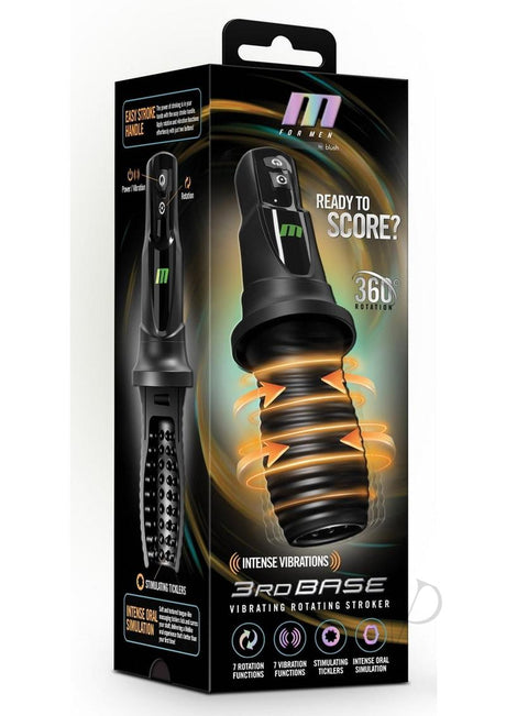 M for Men 3rd Base Rechargeable Masturbator - Black