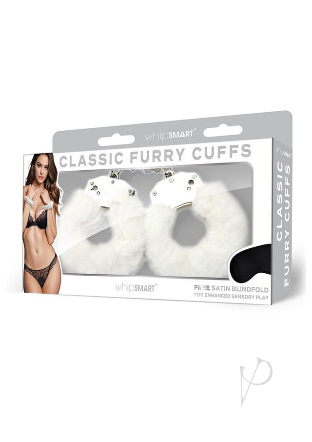 WhipSmart Furry Cuffs with Eye Mask - White