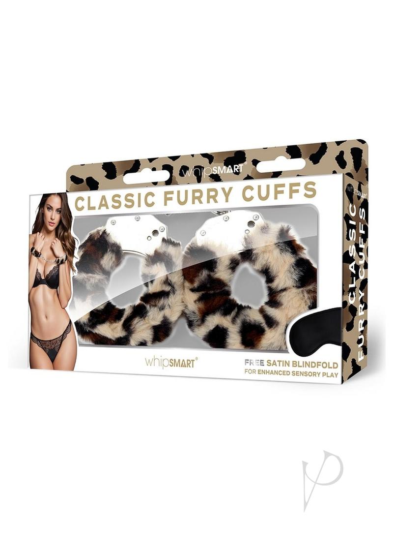 WhipSmart Furry Cuffs with Eye Mask - Leopard