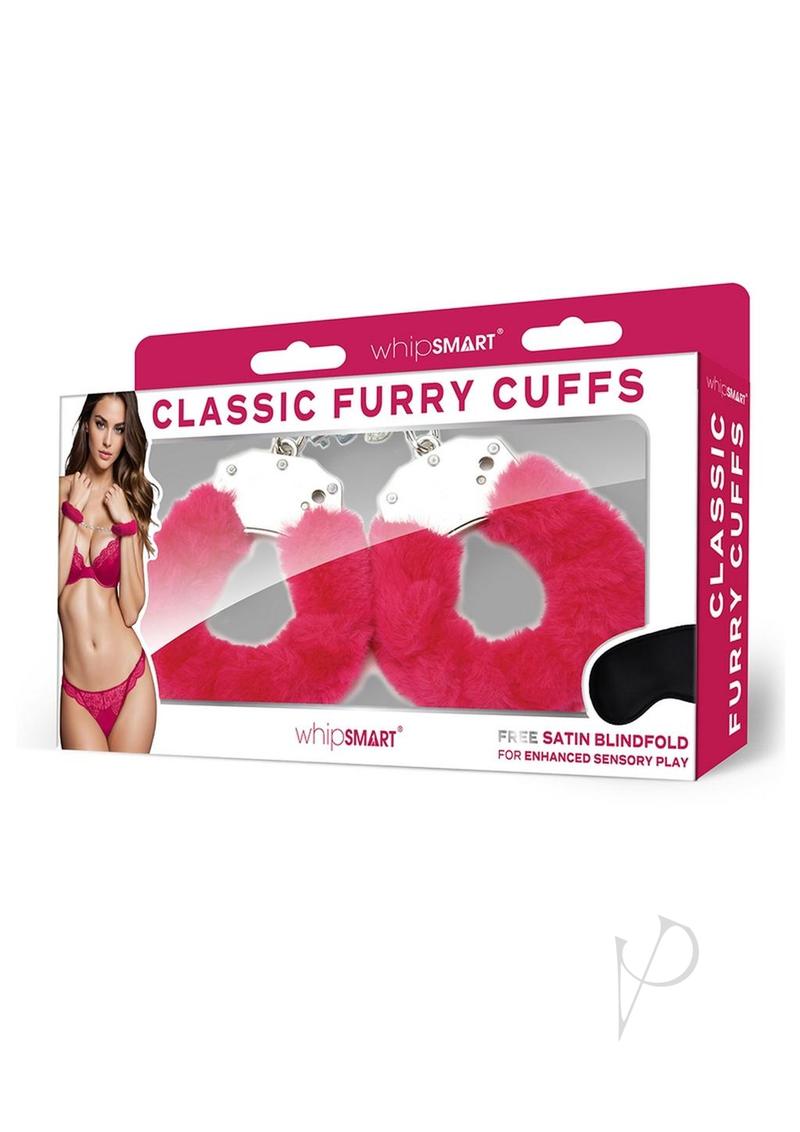 WhipSmart Furry Cuffs with Eye Mask - Hot Pink