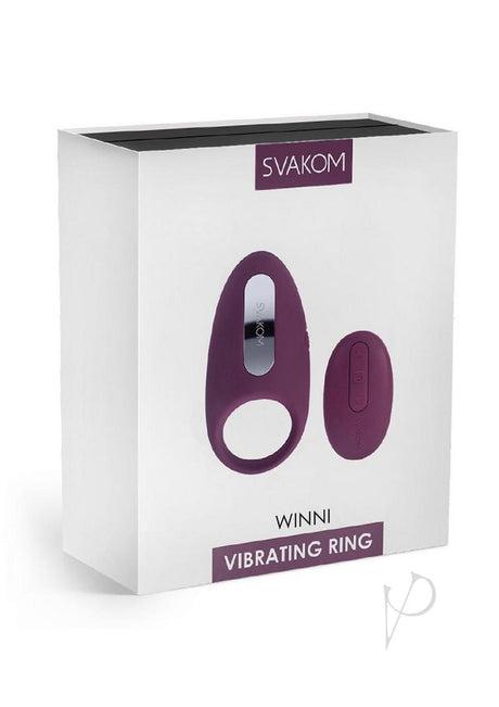 Svakom Winni Silicone Rechargeable Clitoral Stimulator Couple's Ring with Remote - Purple