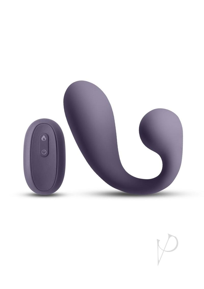 Secrets Maple Rechargeable Silicone G-Spot Warming Vibrator with Clitoral Stimulation  and Remote Control - Purple