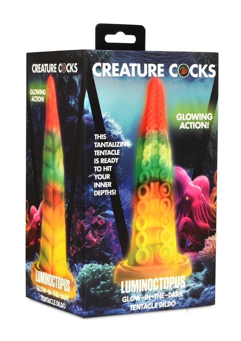 Creature Cocks Luminoctopus Glow in The Dark Tentacle Silicone Dildo - Multicolor