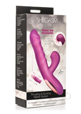 Shegasm + Thrust Wave Thrusting and Sucking Rechargeable Silicone Rabbit Vibrator - Purple