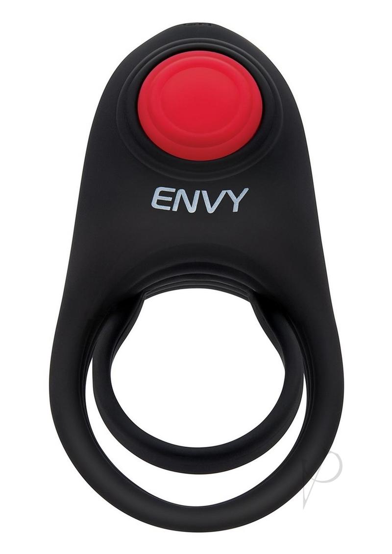 Envy Toys Bullseye Vibrating Rechargeable Silicone Dual Stamina Ring with Remote Control - Black
