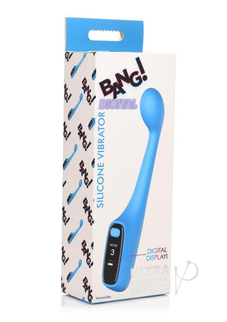 Bang! Digital Rechargeable Silicone G-Spot Vibrator - Blue