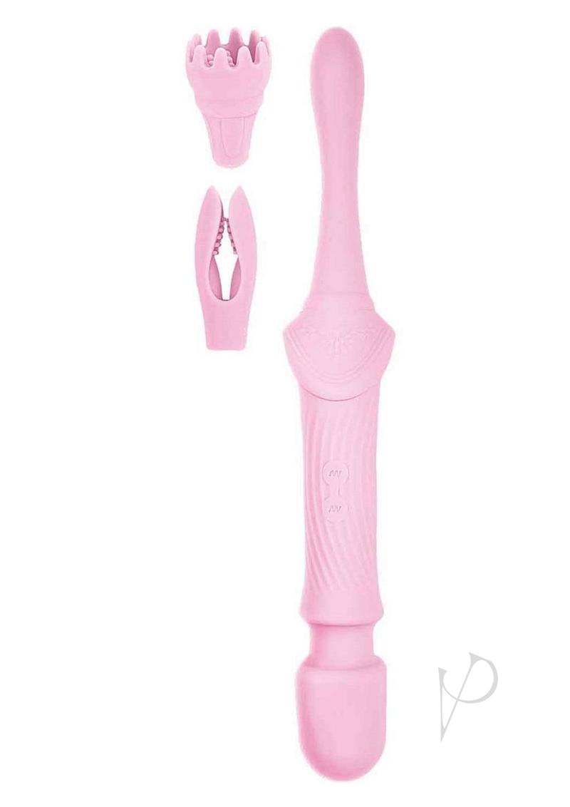 Goddess Pink Elegance Rechargeable Silicone Duel End Massager - Pink