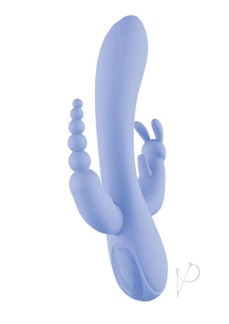 The Beat Trifecta Rechargeable Silicone Multifunction Rabbit Vibrator - Violet