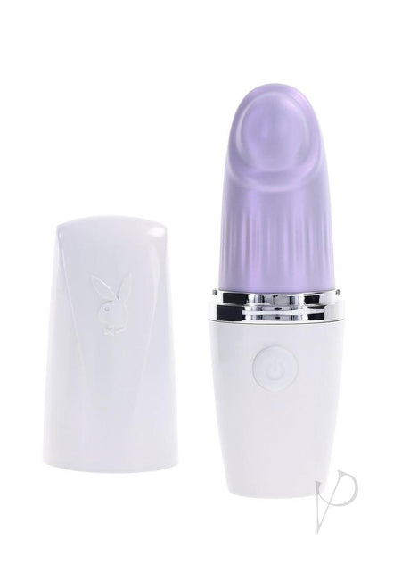 Playboy Getaway Rechargeable Silicone Lipstick Vibrator - White/Lavender