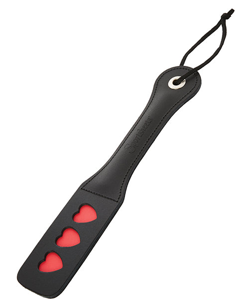 Sportsheets Leather Heart Impression Paddle 12in - Black