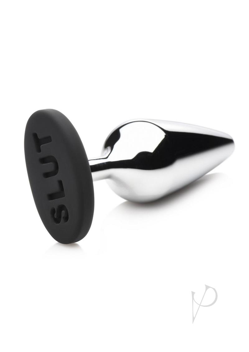 Master Series Butt Slut Metal and Silicone Butt Plug - Silver/Black