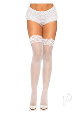 Leg Avenue Stay Up Lace Top Micro Net Thigh High - 1X/2X - Cinnamon