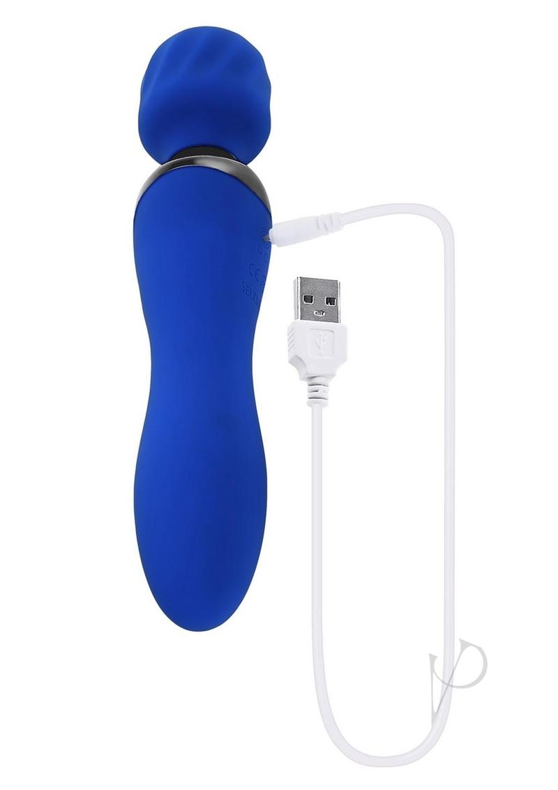 Selopa Blue Belle Silicone Rechargeable Dual End Vibrating Wand - Blue