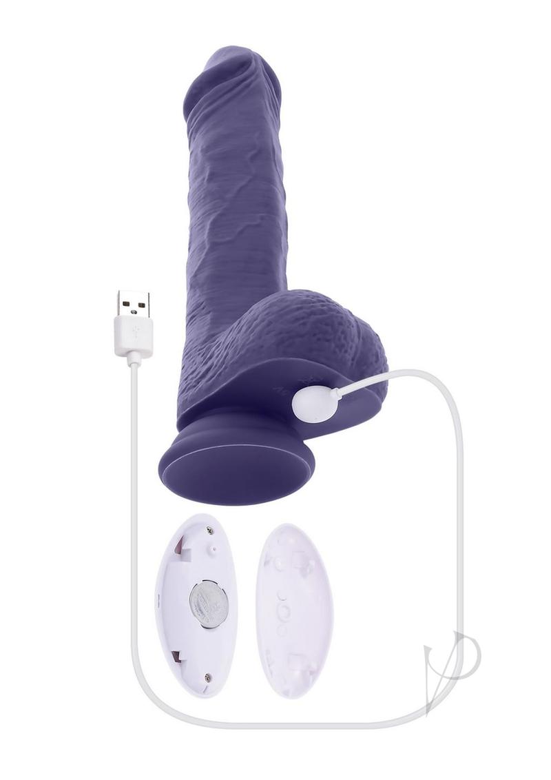 Pleasure Rider Rechargeable Silicone Thrusting Vibrating Dildo with Remote Control - Purple