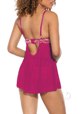 Pink Pussycat Babydoll and Thong - Large - Pink/Rose Gold