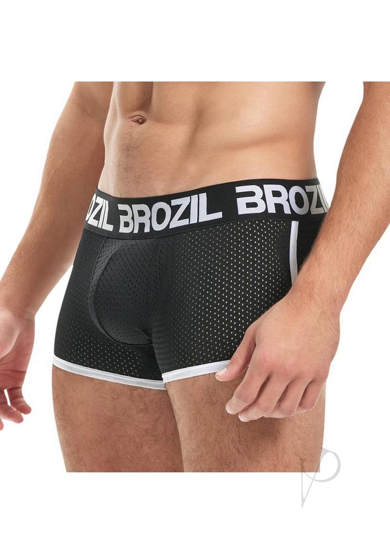 Brozil Ultra Glute and Bulge Enhancing Mesh Trunk - Large/XLarge - Black