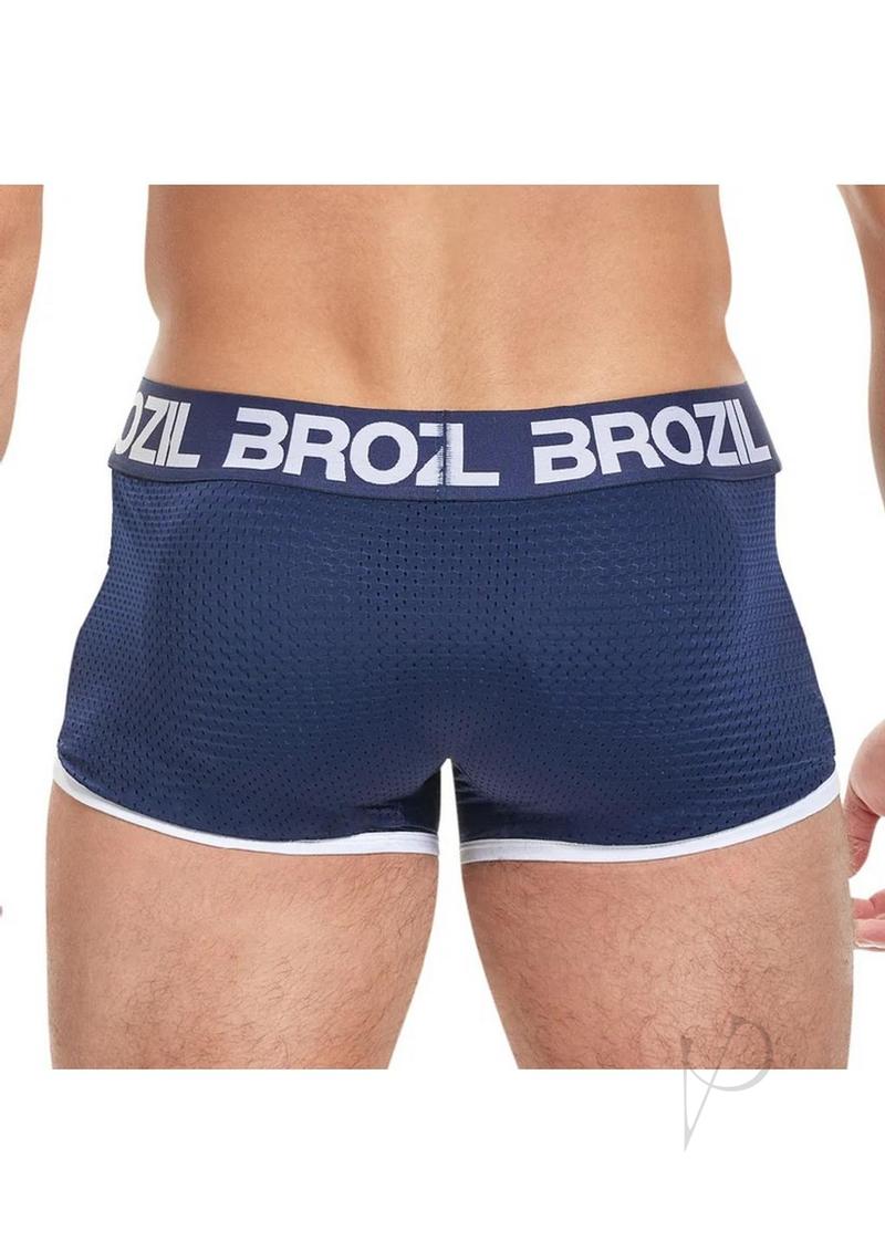 Brozil Ultra Glute and Bulge Enhancing Mesh Trunk - Small/Medium - Navy Blue