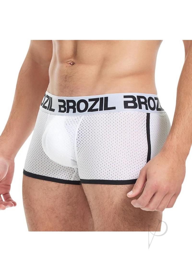 Brozil Ultra Glute and Bulge Enhancing Mesh Trunk - Large/XLarge - White