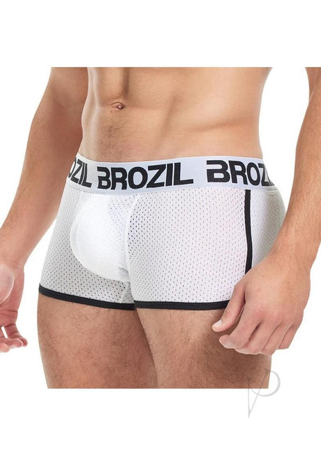 Brozil Ultra Glute and Bulge Enhancing Mesh Trunk - Small/Medium - White