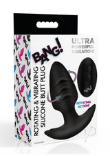 Bang! Rotating Vibrating Rechargeable Silicone Butt Plug with Remote Control - Black