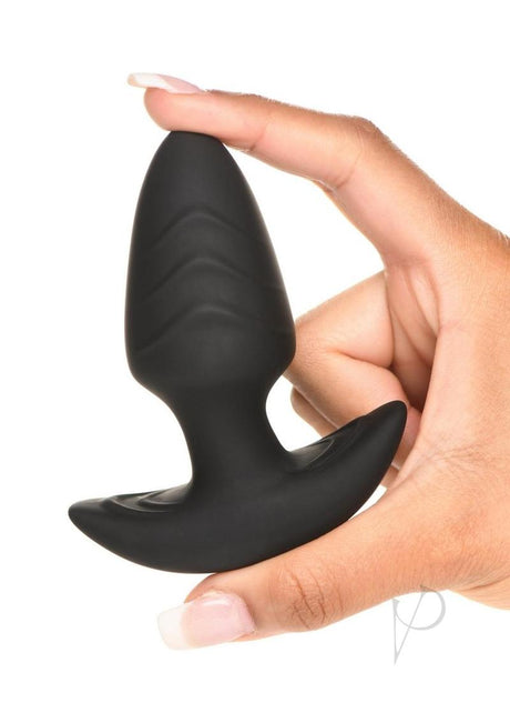 Bang! Rotating Vibrating Rechargeable Silicone Butt Plug with Remote Control - Black