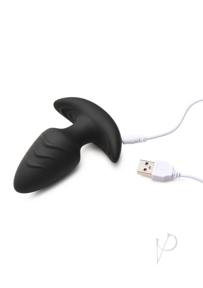 Bang! Rotating Vibrating Rechargeable Silicone Butt Plug with Remote Control - Black