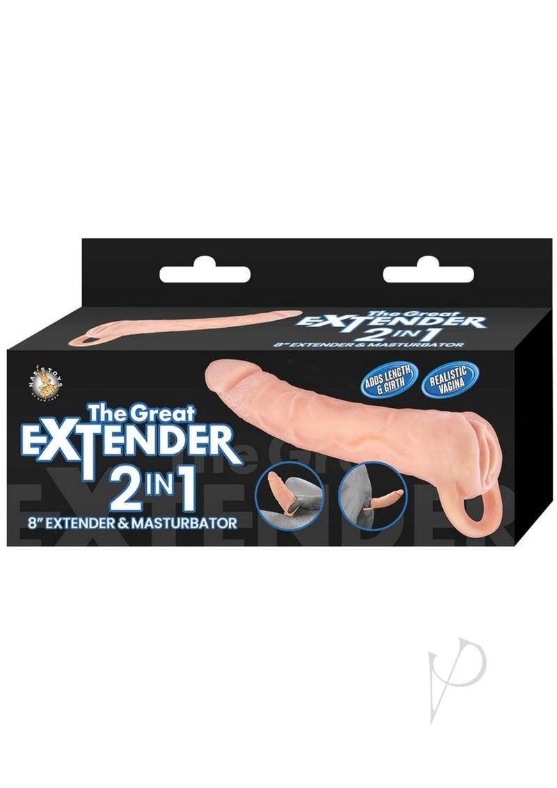 The Great Extender 2 In 1 Extender and Masturbator 8in - Vanilla