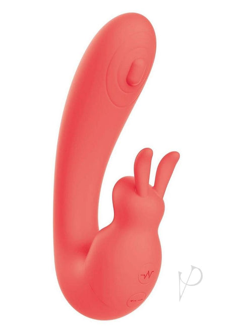 Blaze Bunny Thumper Rechargeable Silicone Vibrator - Coral