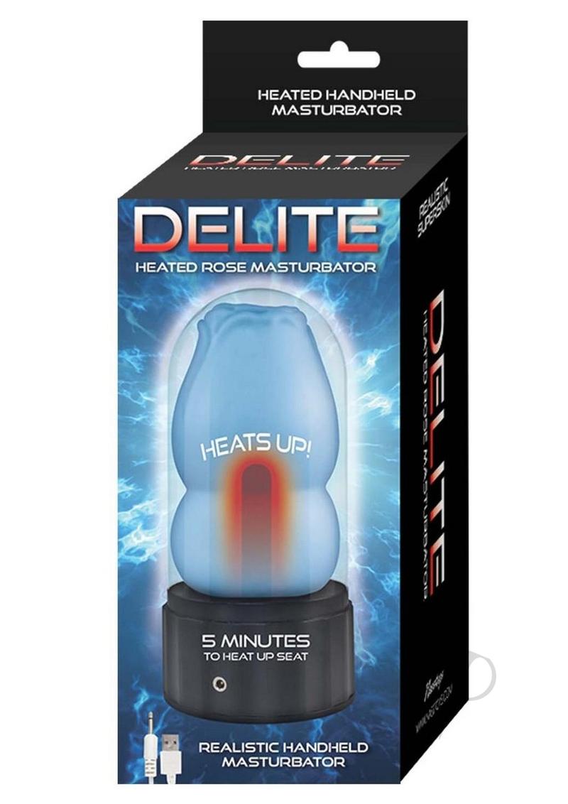 Delite Heated Rose Rechargeable Masturbator - Blue