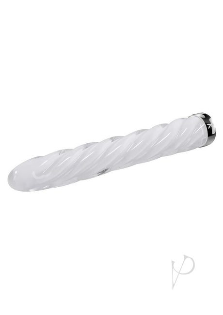 Playboy In a Twist Rechargeable Glass Vibrator - Clear/White