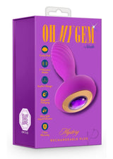 Oh My Gem Charm Rechargeable Silicone Anal Plug - Amethyst Purple