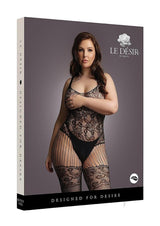 Le Desir Lace and Fishnet Bodystocking - Queen - Black