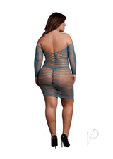 Le Desir Long Sleeved Net Mini Dress - Queen - Blue