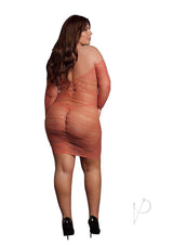 Le Desir Long Sleeved Net Mini Dress - Queen - Sunset Glow Orange