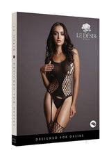 Le Desir Fence Suspender Bodystocking - O/S - Black