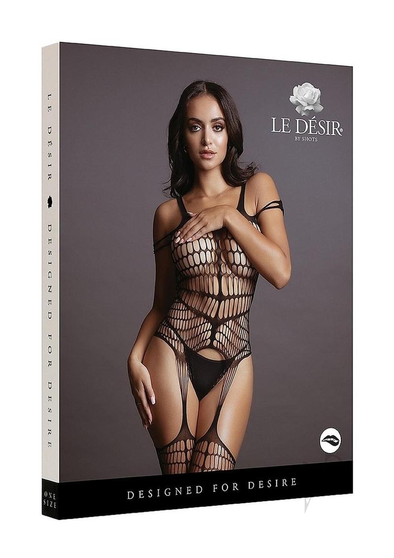 Le Desir Shredded Bodystocking - O/S - Black