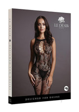 Le Desir Criss Cross Neck Bodystocking - O/S - Black