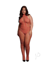 Le Desir Fishnet Lace Bodystocking - Queen - Sunset Glow Orange