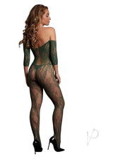 Le Desir Lace Long Sleeved Bodystocking - O/S - Green