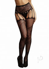 Le Desir Crotchless Cut Out Pantyhose - O/S - Black