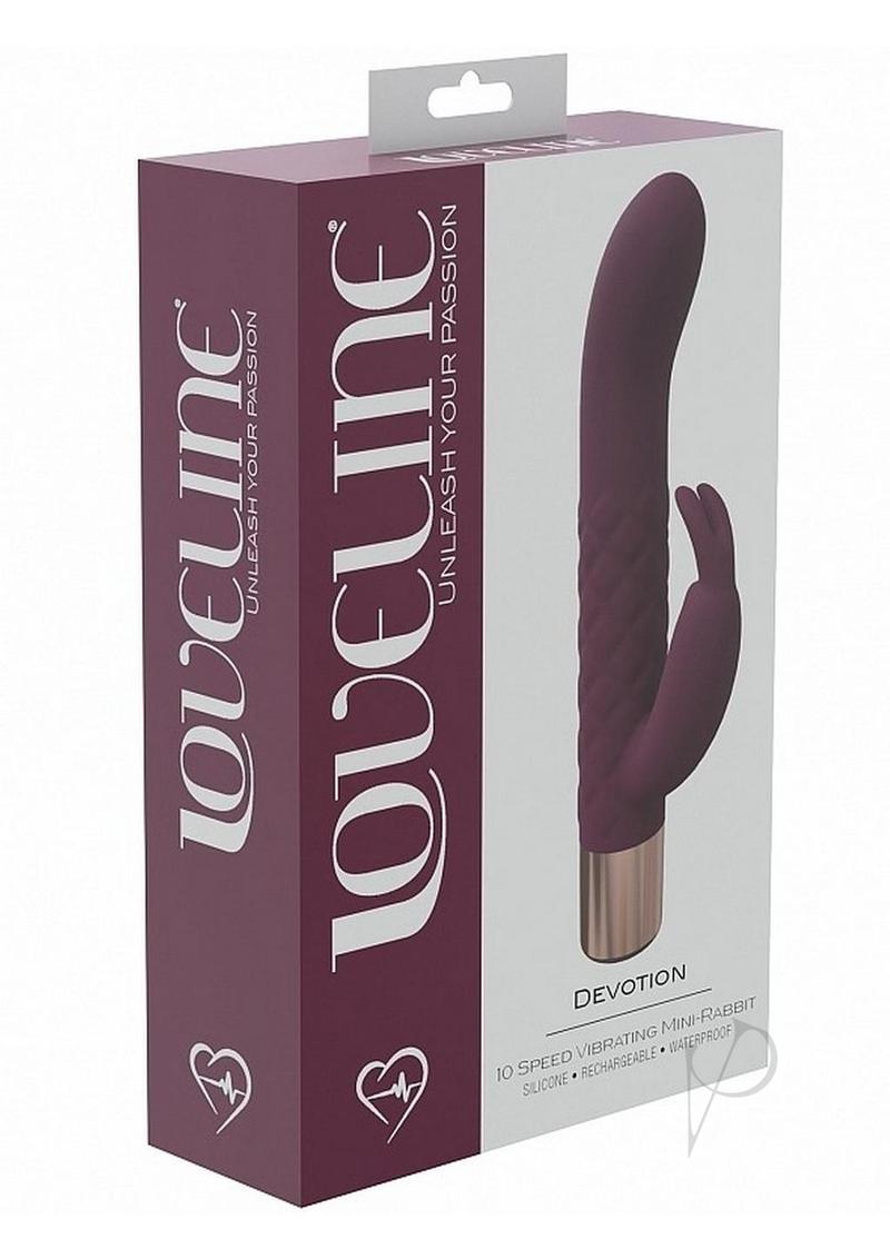 LoveLine Devotion Silicone Rechargeable 10 Speed Mini Rabbit - Burgundy