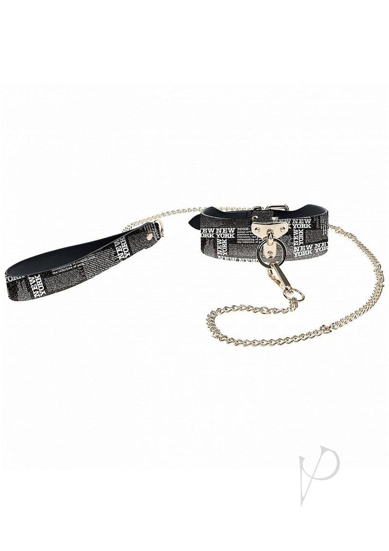 Ouch! NY Collection Collar with Leash - Black