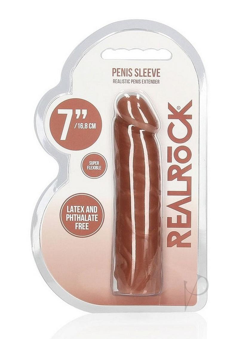 RealRock Skin Penis Extender 7in - Caramel